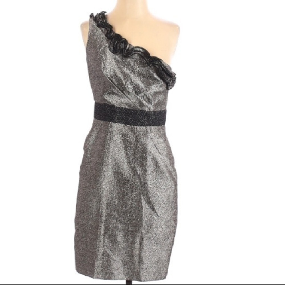 max and Cleo Silver brocade one shoulder d…